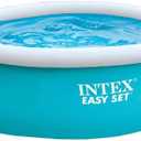 INTEX 28101EH Easy Set Inflatable Swimming Pool: 6ft x 20in Puncture-Resistant Material Quick Inflation 232 Gallon Capacity 16in Water Depth
