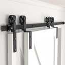 6.6 FT Bypass Sliding Barn Door Hardware Kit, Combination Track Mode Sliding Door Hardware, Double Wooden Doors Use Single Track Bypass Barn Door Hardware Fit for Door Opening 77" (6.6 Feet)