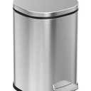Cesun Bathroom Trash Can with Lid, 1.3 Gallon Small Garbage Can with Foot Pedal, Metal Round Wastebasket for Bathroom, Bedroom, Office, Silver