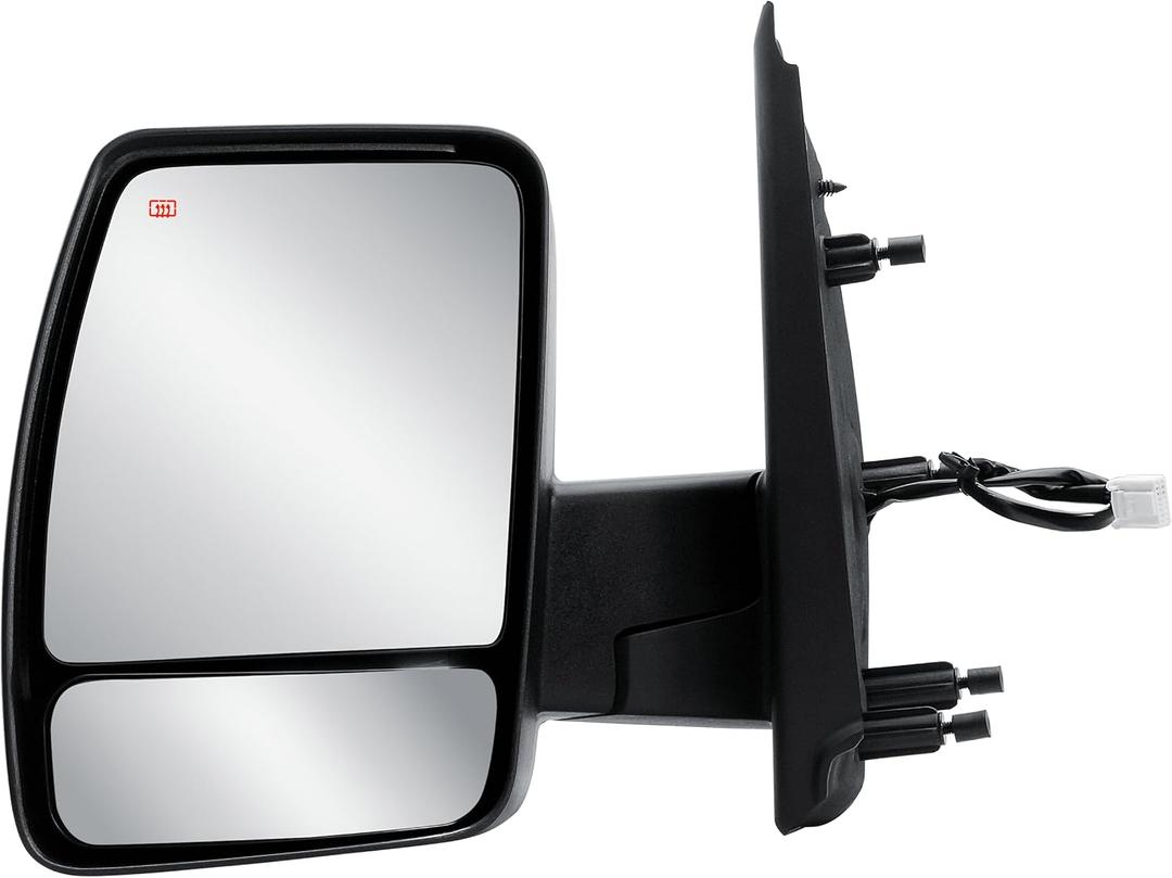 Driver Left Side Door Mirror Power and Heated Glass Chrome Back Cover Manual Folding for Nissan NV1500 NV2500 NV3500 from 2012 to 2021