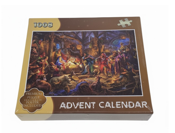 1008-piece Jigsaw Puzzle Advent Calendar featuring a nativity scene