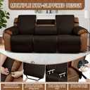 Waterproof Recliner Sofa Covers with Flipped Middle Backrest Washable Recliner Couch Covers Non-Slip with Elastic Straps Furniture Protector for Kid Dogs Pets (Chocolate)