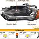 LH With Low/High Beam Light Headlight Fit for 2013-2016 Audi A4 S4 Headlamp Assembly Left Driver Side HID/Xenon Non-AFS Projector AU2502181 8K0941043E