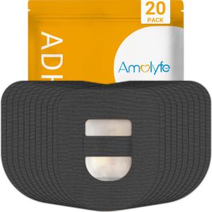 Omnipod 5 Overpatches, 20 Pack Amolyfe Omnipod 5 Adhesive Patches Waterproof with Stretchable Strap, Optimized Split Backing for Easy Use, Breathable, Medical Adhesive (Black)