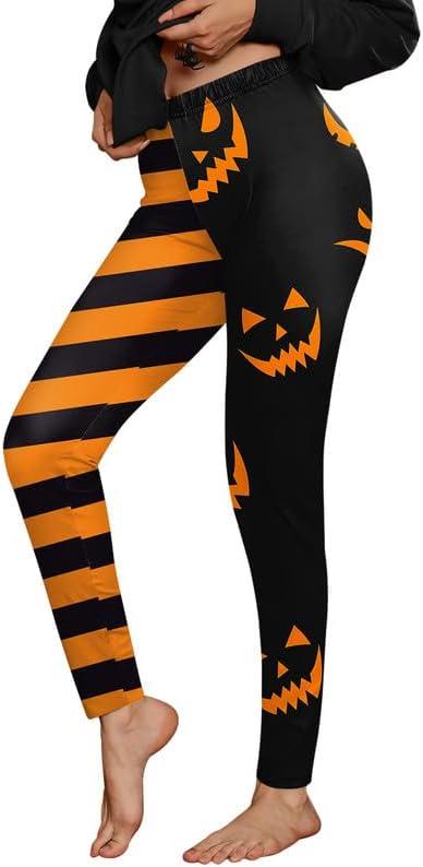 For G and PL Women's Halloween Costume Print Stretchy Leggings (Black, S)