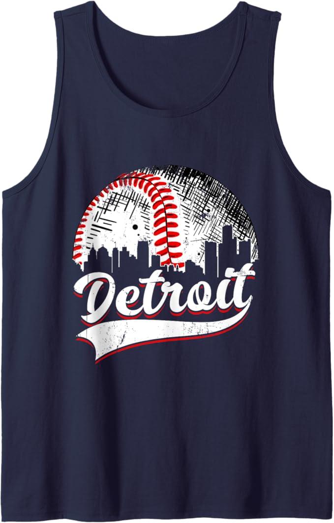 Vintage Detroit Baseball Lover Men Women Game Day Tank Top, Size S