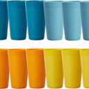 US Acrylic Newport 20 ounce Unbreakable Plastic Stackable Water Tumblers in 4 Sunrise Colors | Set of 12 Drinking Cups | Reusable, BPA-free, Made in the USA, Top-rack Dishwasher and Microwave Safe