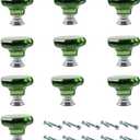 Dixiao 10 Pack Green Crystal Decorative Cabinet Dresser Knobs, Crystal Furniture DoorKnobs, Bathroom Cupboard Hardware Drawer Pulls, Glass Cabinet Drawer Knob (Green)