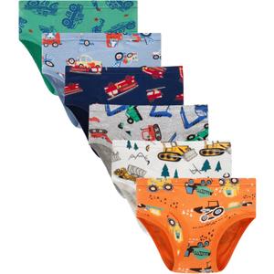Boboking 100% Cotton Little Boys Briefs Soft Dinosaur Truck Toddler Underwear (5, Yellow 16)