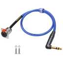 2FT Right Angle 1/4 TRS Male to 1/4 TRS with Lock Female Extension Cord,Lockable 6.35mm D Type Female Panel Mount to 6.35mm Male Stereo Connector Cable,6N 20AWG OFC+Silver Plated HI-END Cable