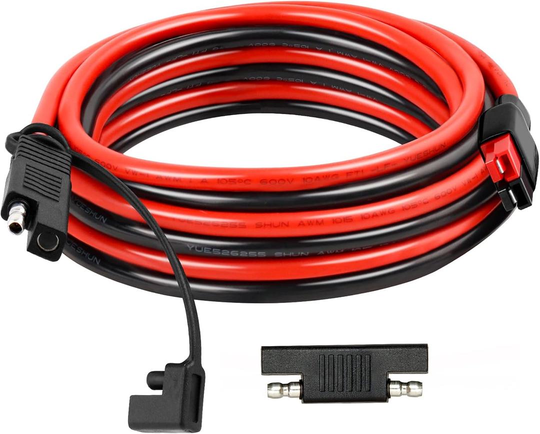10AWG Heavy-Duty Extension Cable with Anderson-Style Connector to SAE 6FT, Includes Extra SAE Connector, High Power Transfer for Solar Panels, RVs, and Automotive Applications