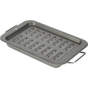 GoodCook Everyday Broiler Baking Pan with Built-in Handles Nonstick Warp-Resistant Heavy-Gauge Steel Construction Even-Heating Oblong Pan with Drip Rack, 7x11-Inch, Gray