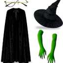 Witch Hat for Women,Black Witches Hats Halloween Costume Accessories for Adults Cosplay Party Set