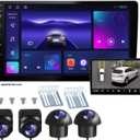 Double Din Car Stereo Support 360 Panoramic Backup Camera System, 360 Degree Panoramic Dashboard Recorder. 10 inch Touch Vehicle Andriod Navigation 2G+32G