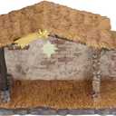Christmas Manger Shed Statue, Fine Vivid Details Nativity Scene for Holiday