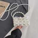 Luxury Pearl Bag Chain Bag Purse, Artificial Pearl Clutch Crossbody Handmade Bags, Evening Bags for Party Wedding Bridal Party Travel Prom 15