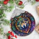 Stained Glass Wolf Christmas Ornament - Holiday Home Decor - Tree Decoration - Gift Exchange Idea