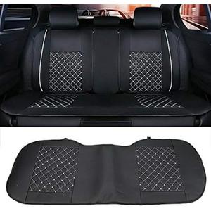 MAGQOO Universal PU Leather Car Seat Cover Full Set 5-Seat Front&Rear Cushions Full Seat with Pillows Fit for SUV Truck Van Year Round Use (Black/White Line)