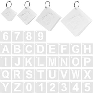 Letter Stencils, 144 Pcs Letter and Number Stencils Set, 4 Sizes for Wood, Walls, Fabric, and DIY Craft Projects, Reusable Plastic Alphabet and Number Templates (1-4 Inch)