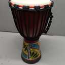 Wood Djembe Drum, 8.5'' x 16''Carved Mahogany African Drums with Goatskin Drumhead, West African Styled Professional Djembe Hand Drum Musical Instruments for Adults Beginners