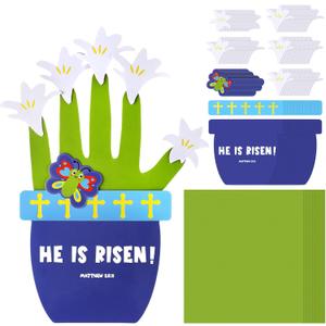 Syhood 24 Set Easter Crafts Kits He is Risen Lily Craft Religious Crafts Christian Bible Craft Kit for Church Home Activities