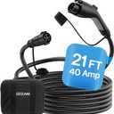 EV Charger Extension Cable, 21ft 40Amp J1772 Extension Cable Compatible with 110V-240V SAE J1772 EV Chargers, Suitable for J1772 EVs/PHEVs, Level 1/ Level 2 IP66 Car Charger Extension Cord with Bag (White)