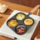 Cast Iron Egg Frying Pan 4 Hole, Omelette Pancake Pan, Fast Breakfast Pan for Eggs Pancakes Plett Crepes, Suitable for Gas Stove & Induction Cookware, Naturally Nonstick with Seasoning, 7.5inch