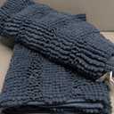 Bathroom Rugs Non Slip Washable 32x20 Inch - Ultra Soft Absorbent Chenille Bath Mat, Quick Dry Shaggy Floor Carpet for Tub Shower, Denim Blue Home Decor Accessories