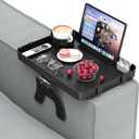 Couch Armrest Table Couch Arm Tray Cup Holder Plastic Armchair Caddy Recliner Arm Caddy Large Sofa Armrest Organizer Adjustable Clip on Snack Tray Drink Holder Removable Phone Pad Holder 16.38x11.02''