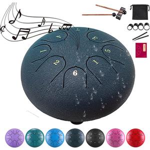 Rain Drum for Outside Garden, 8 Note 6 Inch Steel Tongue Drum, Drum for Rain Music Chime, Musical Instruments When It Rains, Meditation Accessories for Camping, Meditation, Yoga, Education(6nav