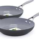 GreenPan Paris Pro Hard Anodized Healthy Ceramic Nonstick, 8" and 10" Frying pan Skillet Set, PFAS-Free, Dishwasher Safe, Grey