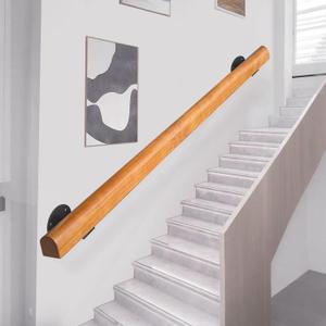 Wooden Handrails, 1-20ft Non-Slip Staircase Handrail, for Home Garden Corridor Lofts Kindergarten Guardrail Decking Railings, Wall Mounted Barrier-Free Staircase Grab Bar for Elderly (Size : 6ft)