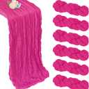 6 Pack Hot Pink Cheesecloth Table Runner 10ft Boho Gauze Fabric Cheese Cloth Table Runner 35 x 120 Inch Rustic Sheer Runner for Holiday Baby Shower Home Dcor Party Wedding Decoration