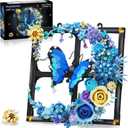 PLAXSOON Moon Flower Building Set with Lights, 1202 PCS Wall Botanical Flowers Building Block Kit with Butterfly, Floral Plant Office Home Decor, for Her Adults Women Boys Girls 12+