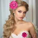Topbuti Rose Hair Clip Flower Hairpin Brooch Floral Clips, 4 Pcs Fabric Rose Flowers Hair Clips Mexican Hair Flowers Pin up Headpieces for Woman Girl Wedding Party Mother's Day (Hot Pink)