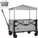 EVER ADVANCED Foldable into Bag Travel Wagon Stroller for 2 Kids & Cargo, Collapsible Toddler Wagon with Removable Canopy, Adjustable 5-Point Harness, Lightweight Carry-on Stroller for Airplane, Gray