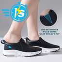 ZOVE Wide Toe Box Shoes Women Wide Width Waterproof Leather Hands Free Nursing Sneakers Ultra Light Extra Wide Walking Sneakers Non-Slip Chef Diabetes Nurse Work Shoes 8816,  Black 41