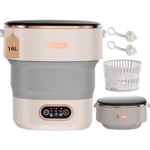 Travel Washing Machine，Portable Washer，mini Wash Machine，Folding Washing Machine with 3 Modes for Deep Cleaning of Underwear、Folding Washing Machine Suitable for rv, Dormitory(Gray)