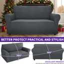 ZNSAYOTX Super Stretch Couch Cover Love Seat Sofa Covers for Living Room Dogs Pet Friendly Furniture Protector Spandex Loveseat Slipcovers with Anti Slip Foam Sticks (Dark Grey, Loveseat)