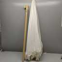 AMMSUN 7ft Patio Umbrella with Fringe Outdoor Tassel Umbrella UPF50+ Premium Steel Pole and Ribs Push Button Tilt, Cream White