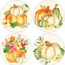 4Pcs Fall Pumpkin Coasters Watercolor Autumn Ceramic Coasters Absorbent Thanksgiving Harvest Cup Mat for Home Kitchen Party Decor