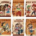 6 Pcs Vintage Western Cowboy Kitchen Towels Retro Cowgirl Dish Towels Truck Horse Hand Towels Absorbent Cowboy Cowgirl Drying Tea Towel Bathroom Housewarming Gifts for Cooking Home Decor