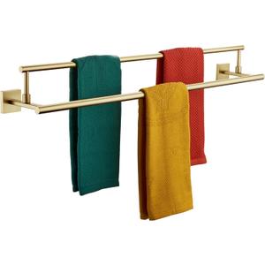 KOKOSIRI Bath Towel Bars 36-Inch Double Towel Rails Overlength Bathroom Racks for Cabinet Kitchen Brushed Gold Stainless Steel B5009BG-L36
