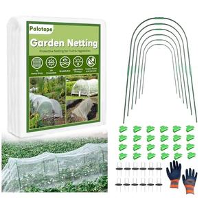 Garden Mesh Netting Kit,Plant Covers with 10x33 FT Mesh Netting & 6pcs Wide Garden Hoops & 24 Clips,Garden Netting Raised Beds Row Cover for Vegetable Plants Fruit Flowers Crop