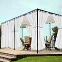 HolidayIdeas White Outdoor Curtains for Patio Waterproof 8 Pcs All Weather Balcony Grommet Top Outside Curtains for Apartments, Gazebo, Pergolas, Porch, 54x108 Inch
