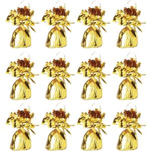 ROYALHOUSE Metallic Plastic Wrapped Balloon Weights for Party Decorations, 12 Pcs (Gold)