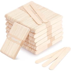 1500 Pcs Wooden Wax Sticks 6-Inch Jumbo Wood Waxing Stick Wax Spatulas Applicator Multi-Purpose Wood Popsicle Craft Sticks for Body Hair Removal, Tongue Depressors and Craft Projects