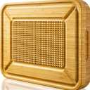 Turkey Carving Board, Heavy Duty Meat Cutting Board for Thanksgiving Bamboo Wood Butcher Block Brisket Cutting Boards with Juice Groove, Pyramid Spikes Stabilizes Steak or Turkey While Carving