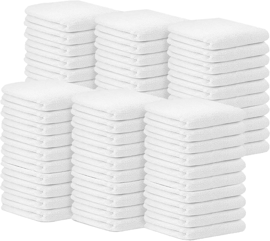 Avalon Towels Bar Towels (Pack of 60) Size 14x17 Inches  100% Cotton, Absorbent and Reusable Cleaning Rags, Multipurpose Cleaning Towels, Terry Cloth Rags, Durable Shop Rags (White)