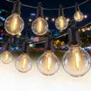 LED Outdoor String Lights, 50ft G40 Globe Hanging Patio Lights with 25 Shatterproof Waterproof Bulbs, Dimmable Hanging Connectable Round Outdoor Lights for Backyard Bistro Porch Deck Balcony (Black)